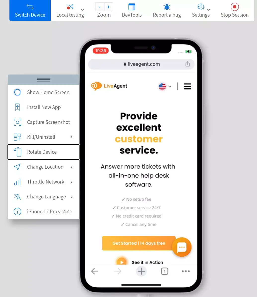 BrowserStack lapas simulācija