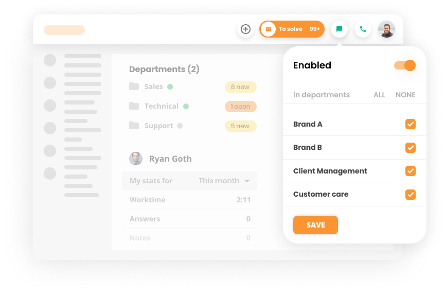 Tērzēšanas izplatīšanas funkcija tiešo tērzēšanu programmatūrā - LiveAgent