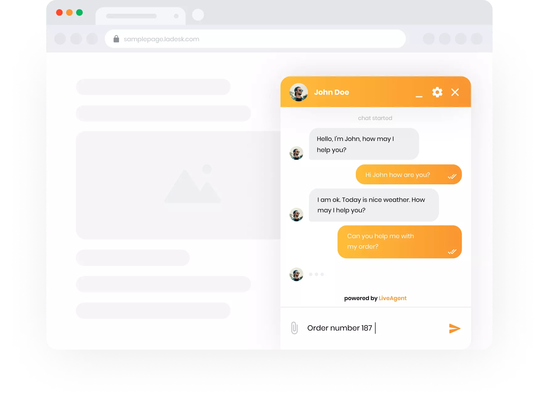LiveAgent tiešā tērzēšana skats