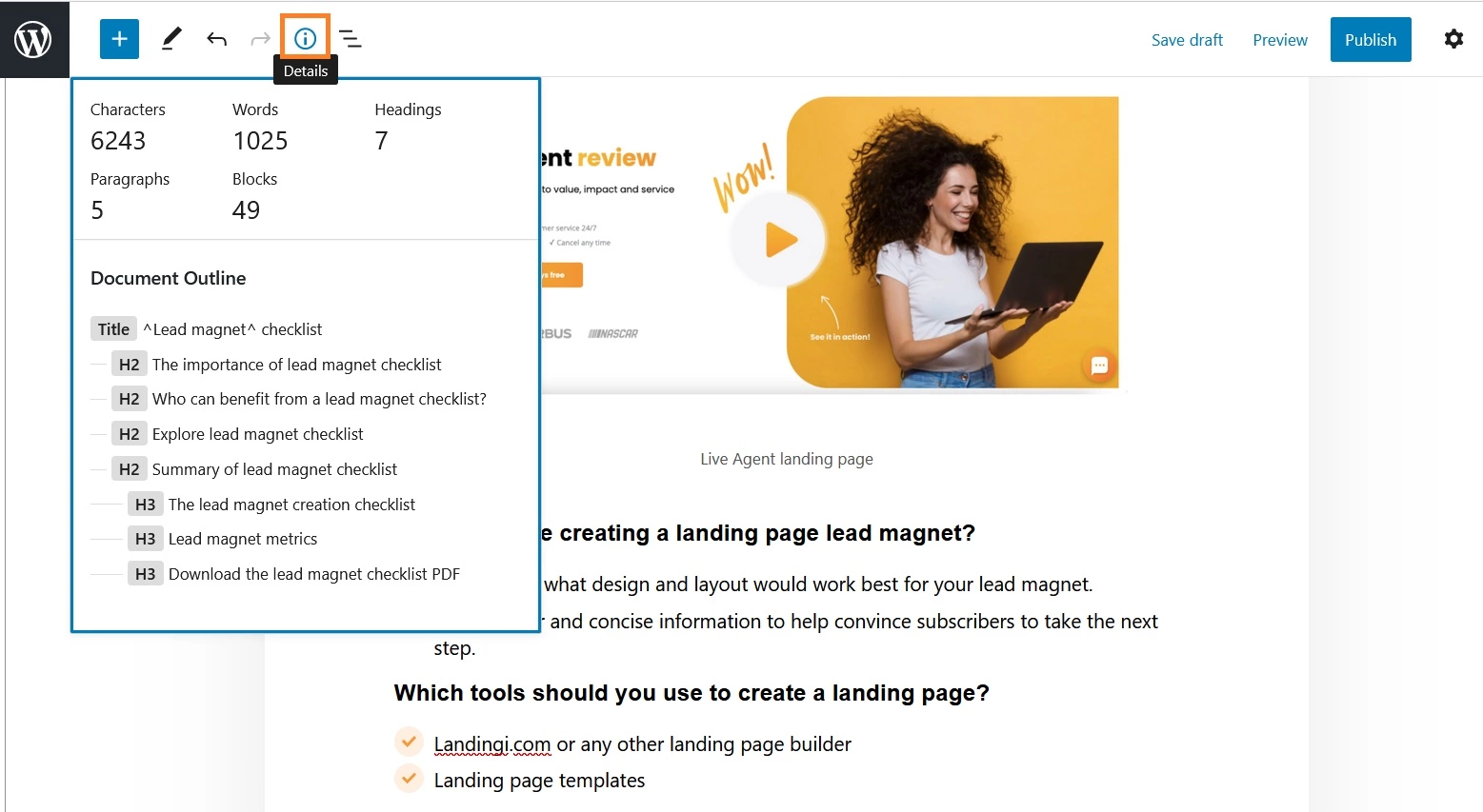 WordPress raksta detaļas