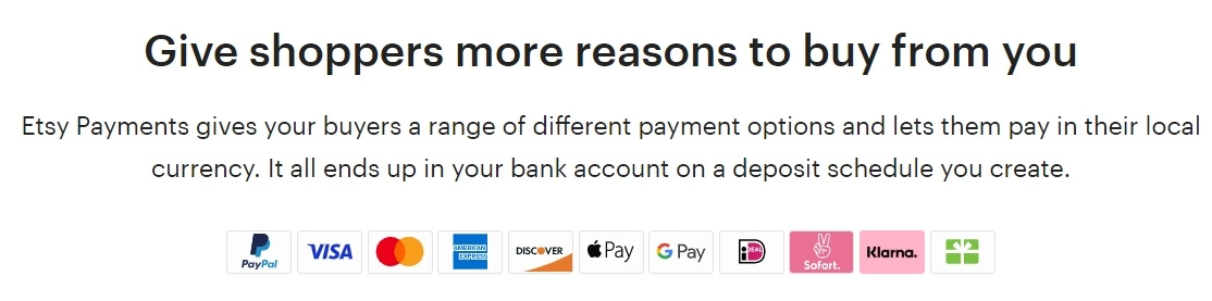 Etsy maksājuma metodes
