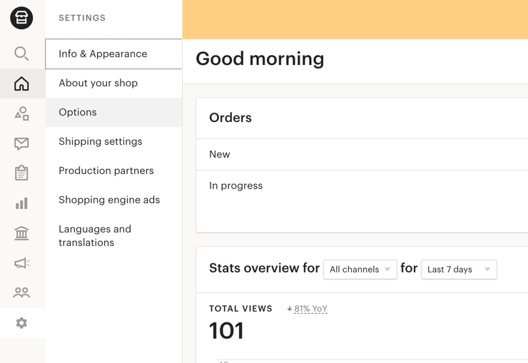 Etsy Shop Manager informācijas panelis