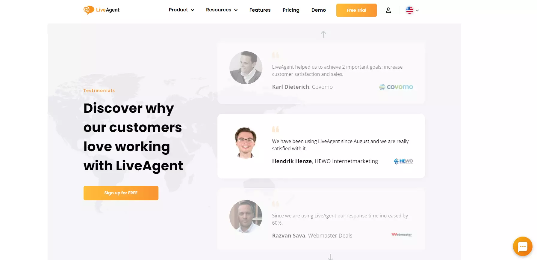 LiveAgent landpage atsauksmes