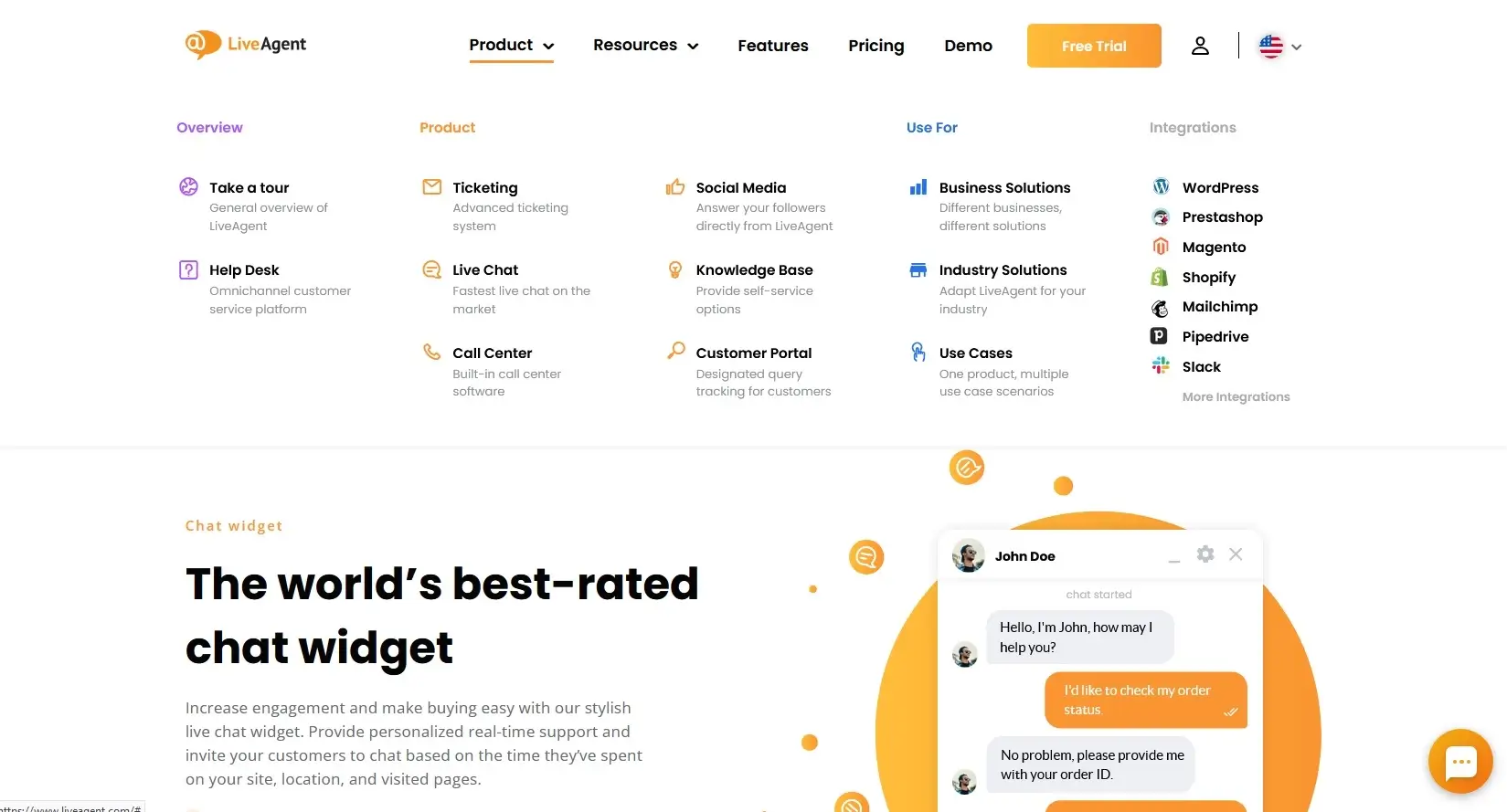 LiveAgent produkta cilne