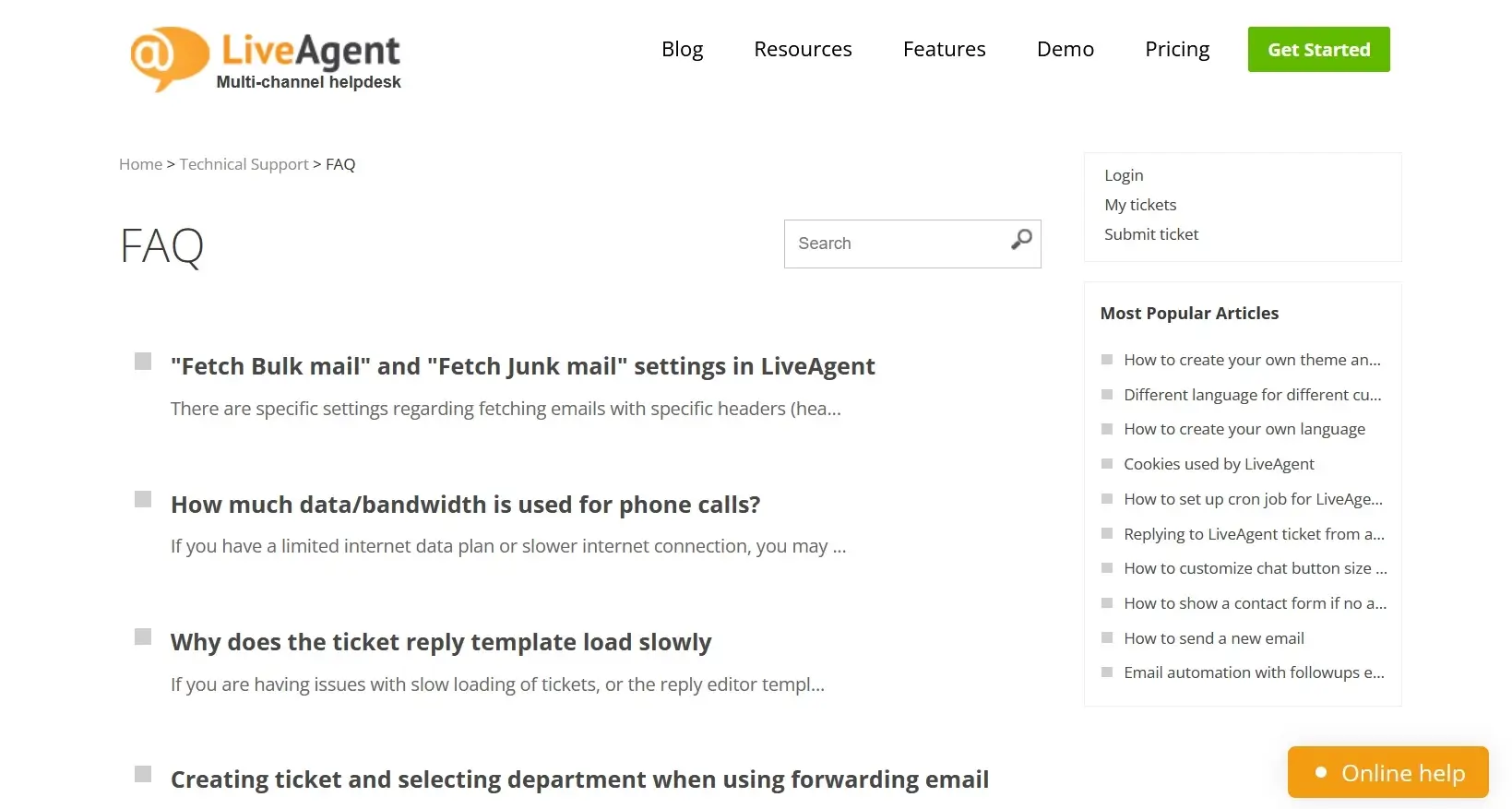 LiveAgent FAQ atbalsts