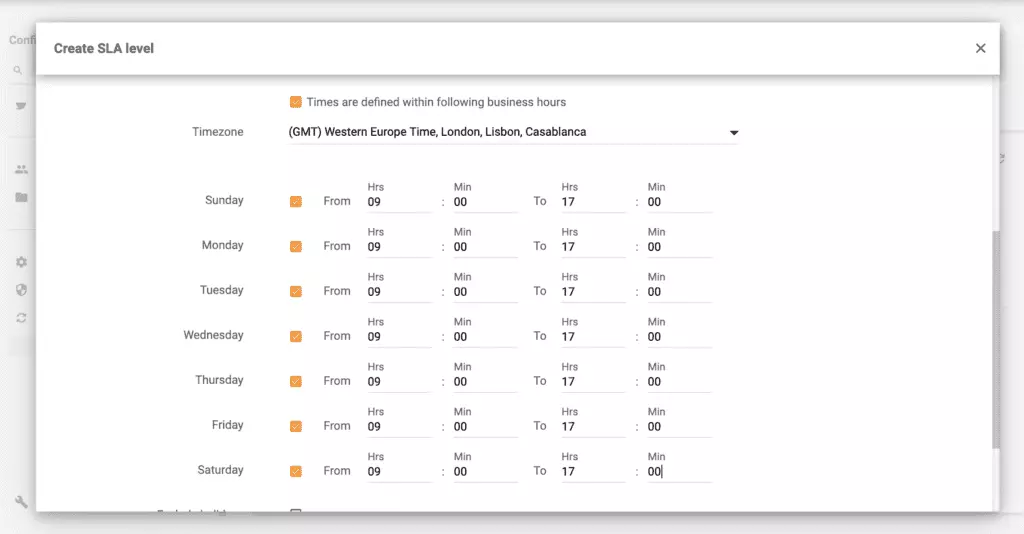 Darba laika iestatīšana ar Live Agent