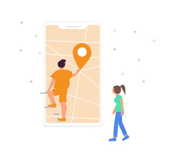 Ceļošana - vietas meklēšana - ilustrācija