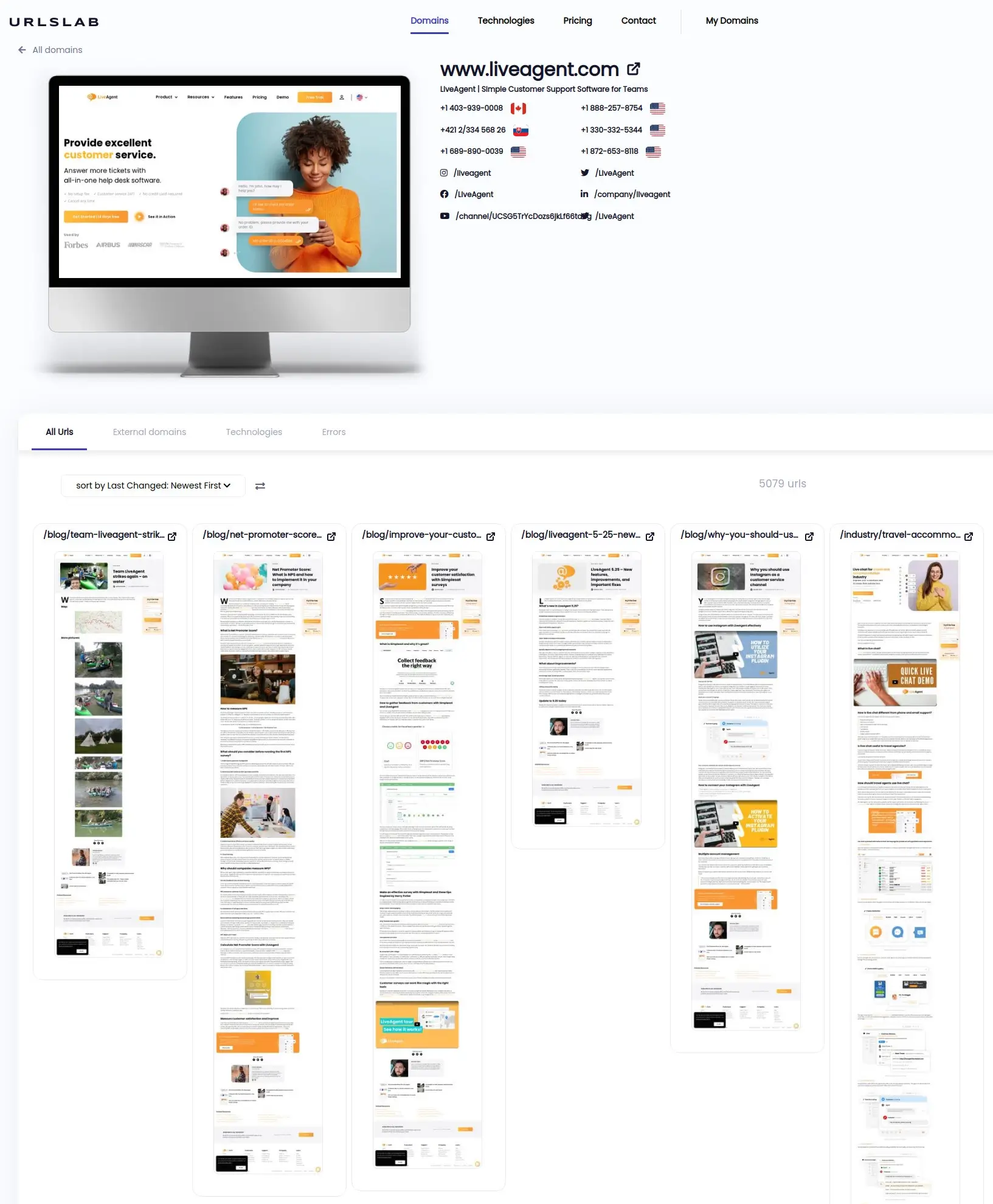 Ātrs vietnes ekrānuzņēmumu vizuāls pārskats