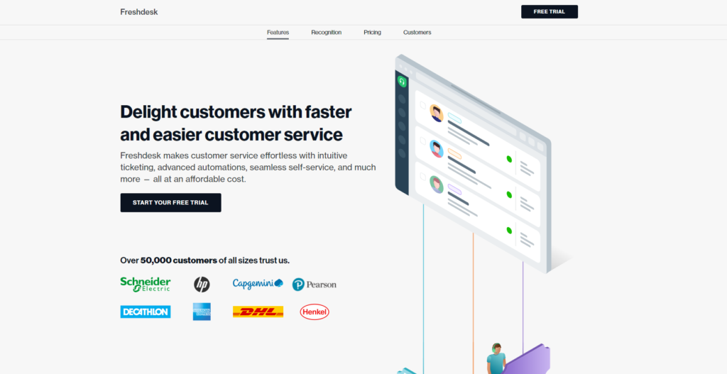 Freshdesk sākumlapa