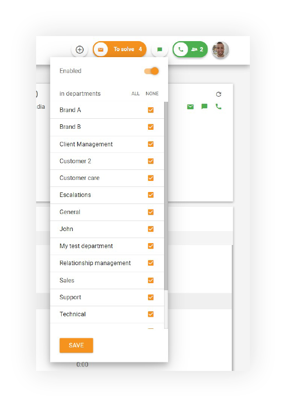 LiveAgent aģentu grupas un nodaļas funkcija