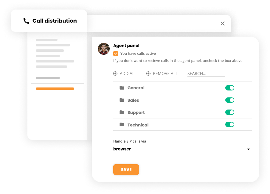 Zvanu sadalīšanas iestatījumi kontaktu centra programmatūrā - LiveAgent