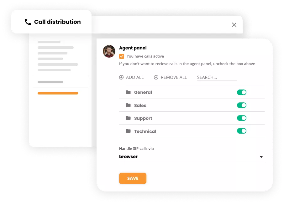 Zvanu sadalīšanas iestatījumi