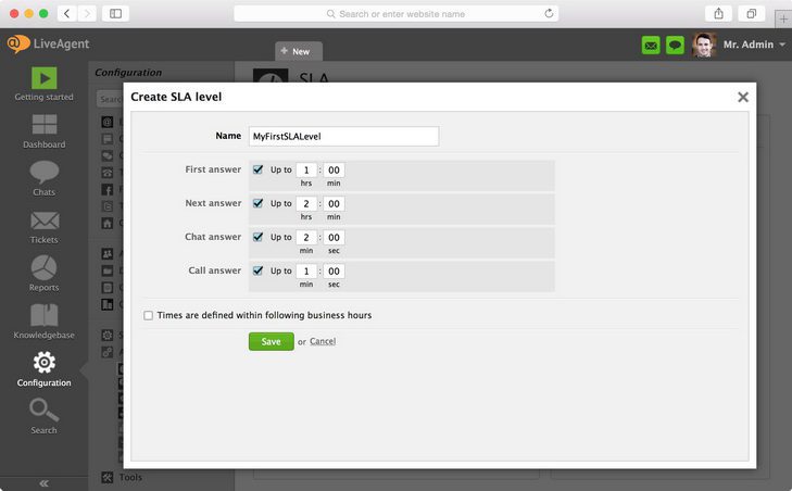 Kā izveidot SLA līmeni un definēt vēlamo darbību