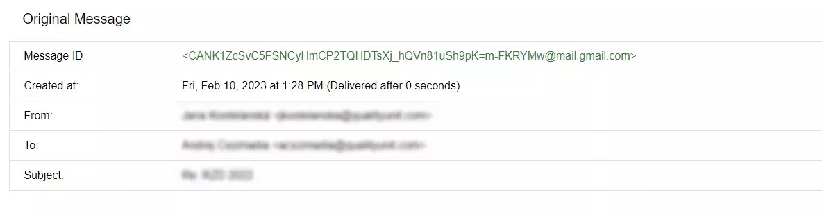 E-pasta ziņojuma ID piemērs