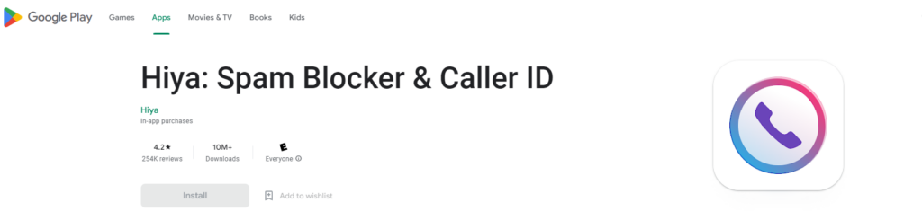 Hiya: Spam Blocker & Caller ID Google Play vietne
