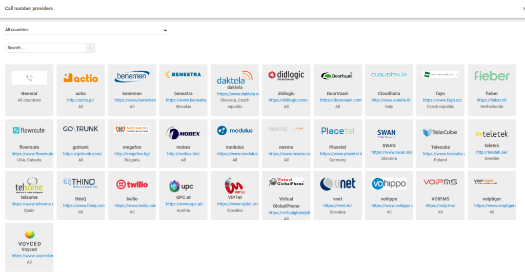 Zvanu numuru nodrošinātāju saraksts