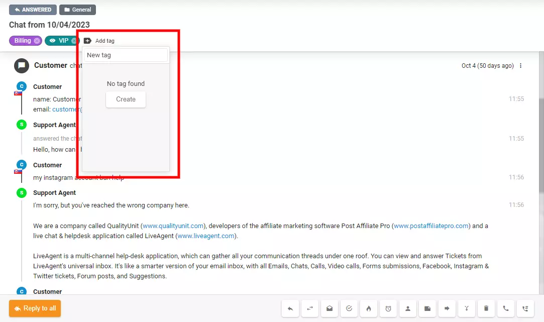 Attēls parāda, kā izveidot jaunu birku tieši biļetes iekšpusē