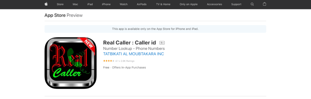 Real Caller: Caller id App Store vietne