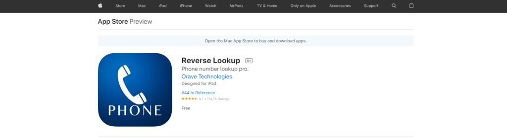 Reverse Lookup App Store vietne