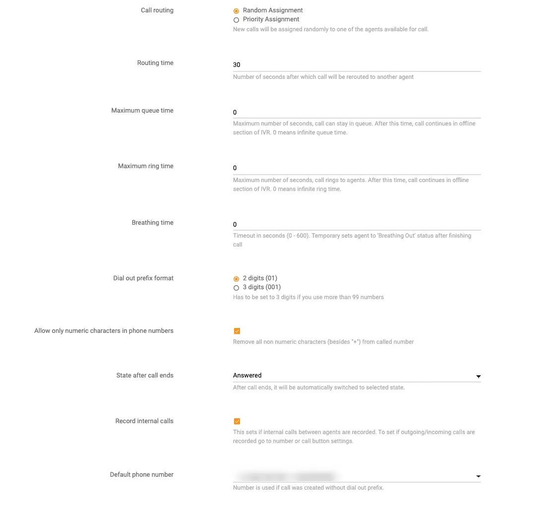 Zvanu iestatījumu konfigurācija