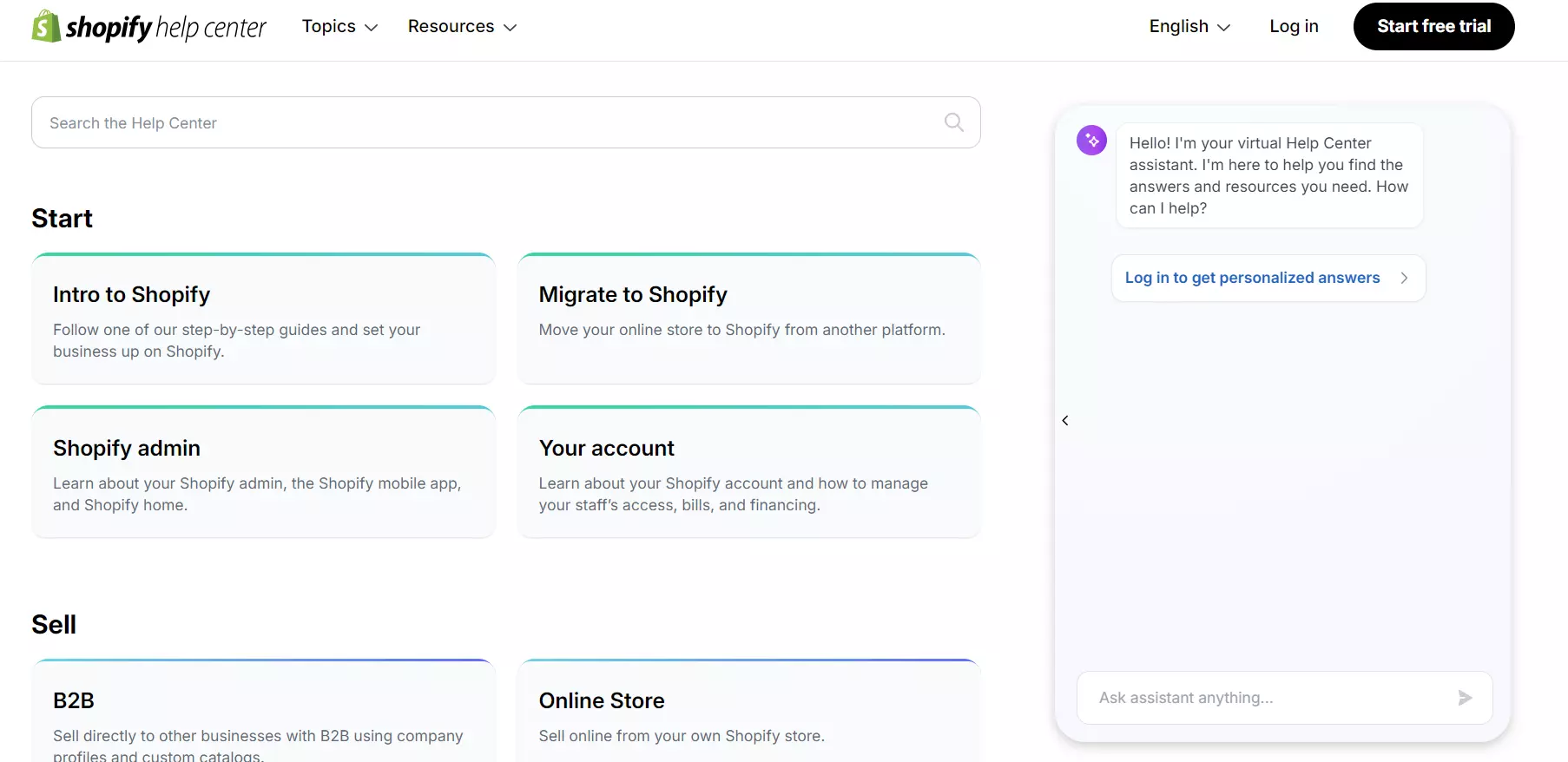 Shopify sākumlapa ar viņu tērzēšanas lodziņu, izmantojot chatbot