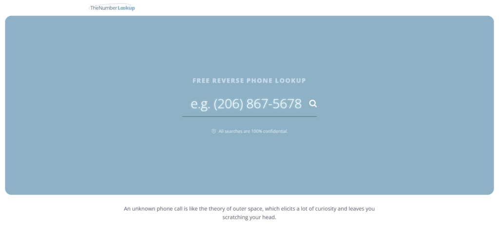 TheNumberLookup sākumlapa