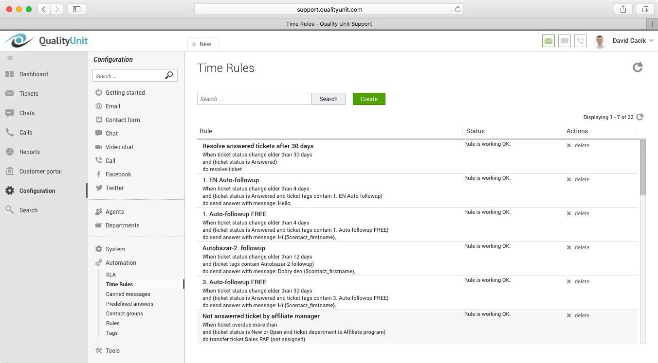 LiveAgent laika noteikumi
