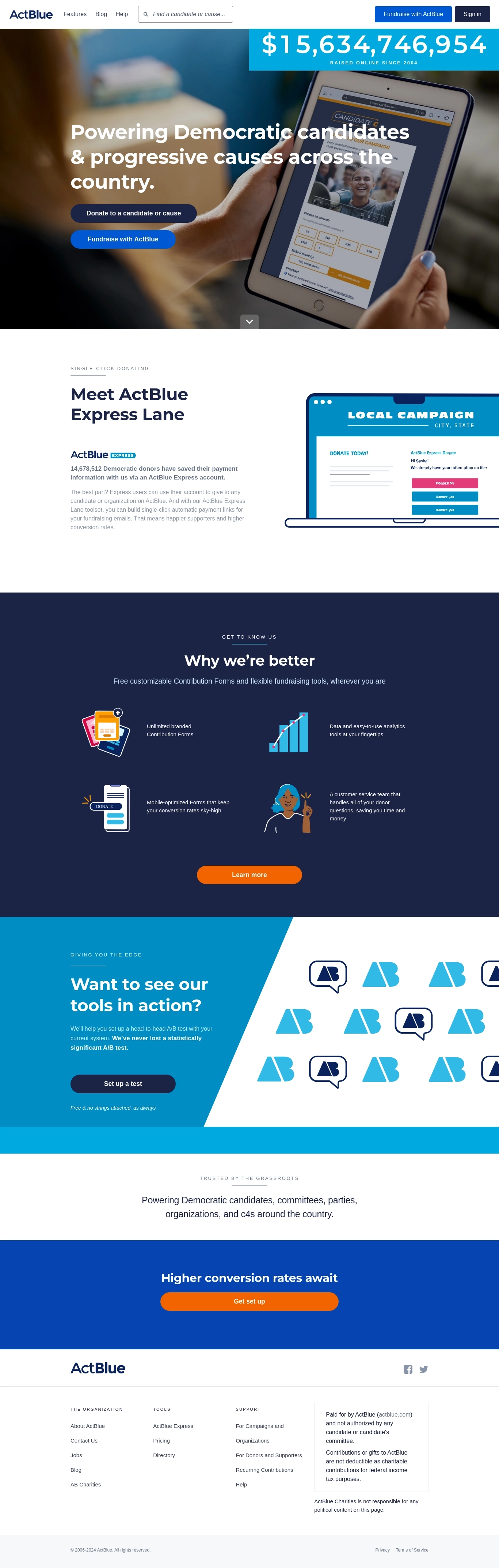 ActBlue palīdzības biroja kontakti