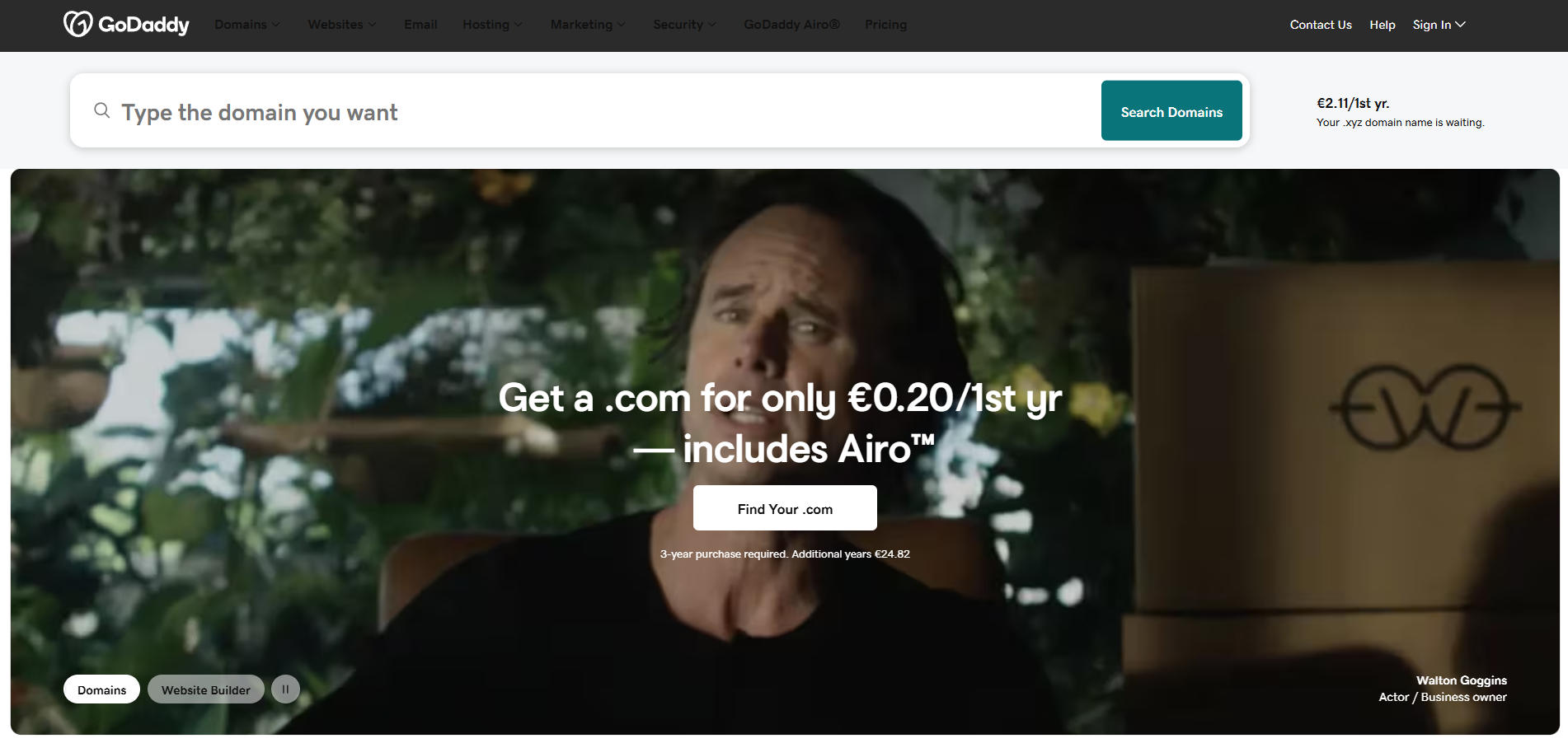 GoDaddy palīdzības biroja kontakti