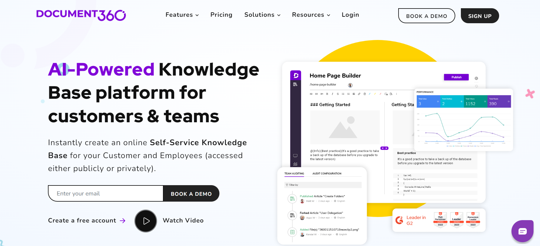 Document360 sākumlapa