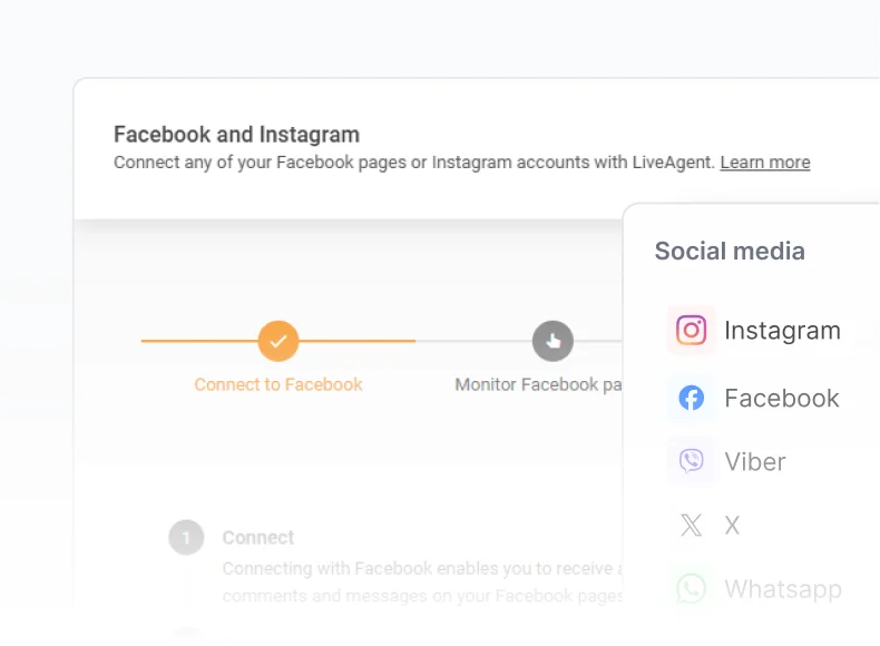 LiveAgent sociālo tīklu integrācijas ar Facebook, Instagram un WhatsApp