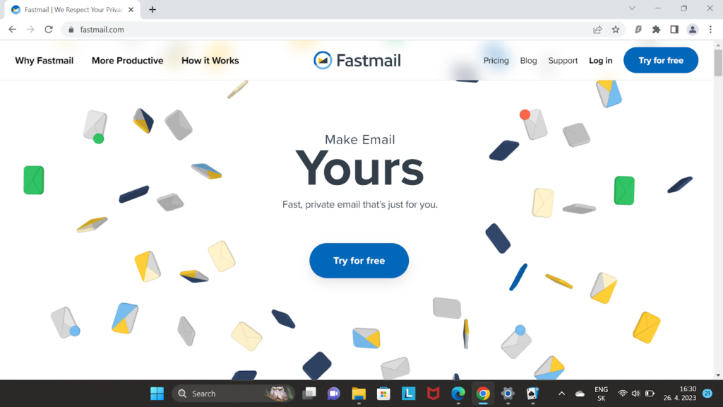 Fastmail sākumlapa