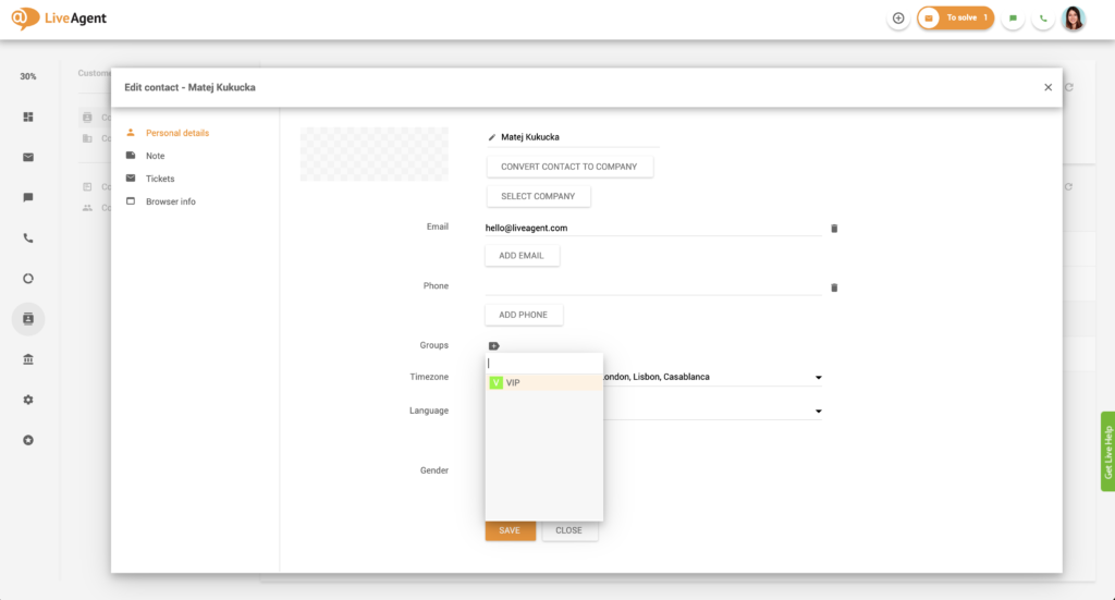 Klienta pievienošana kontaktu grupai