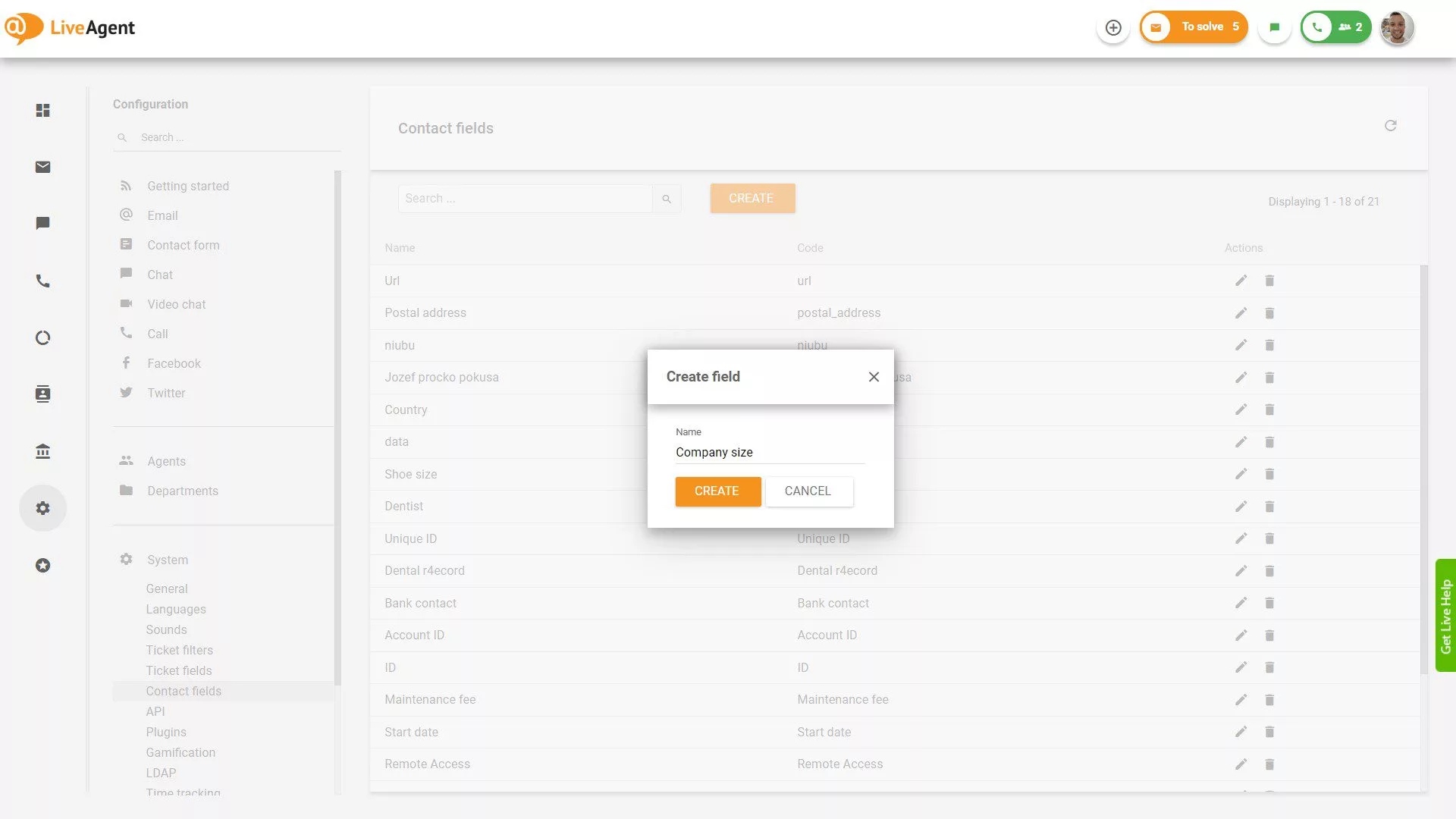 Kontaktu lauku iestatījumu pievienošana