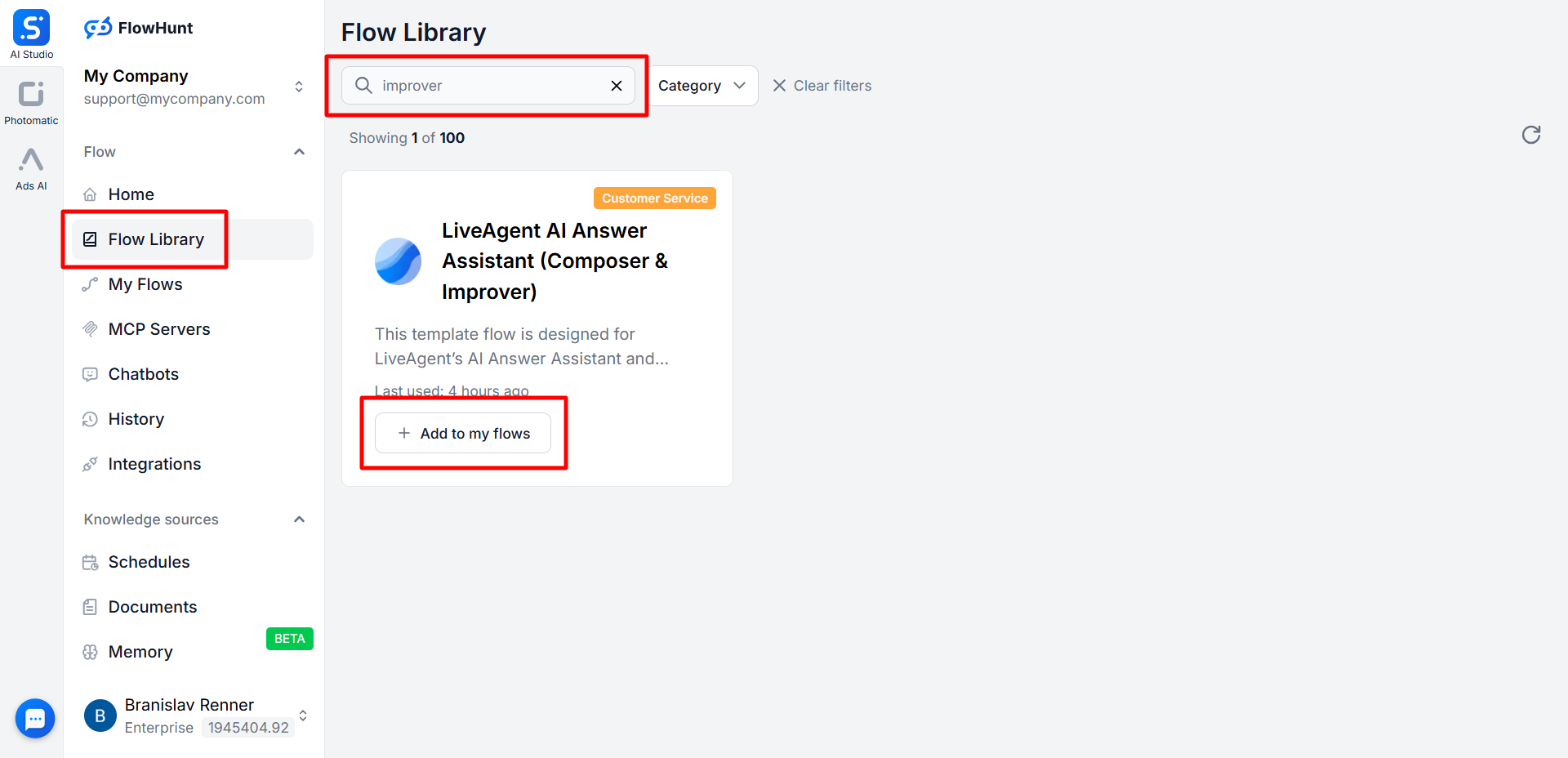 AI atbilžu uzlabošanas rīks vs FlowHunt kā sniedzēja integrācija