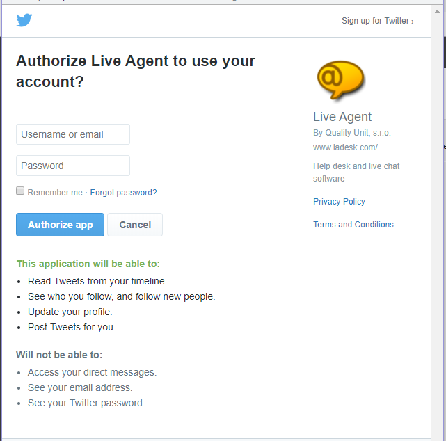 Autorizēt Twitter lietotni