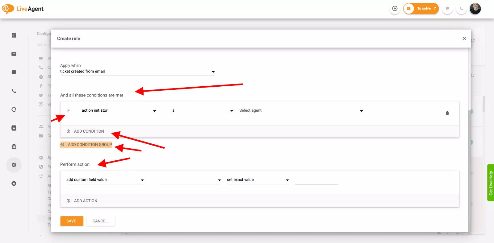 Automatizācijas iestatīšana LiveAgent