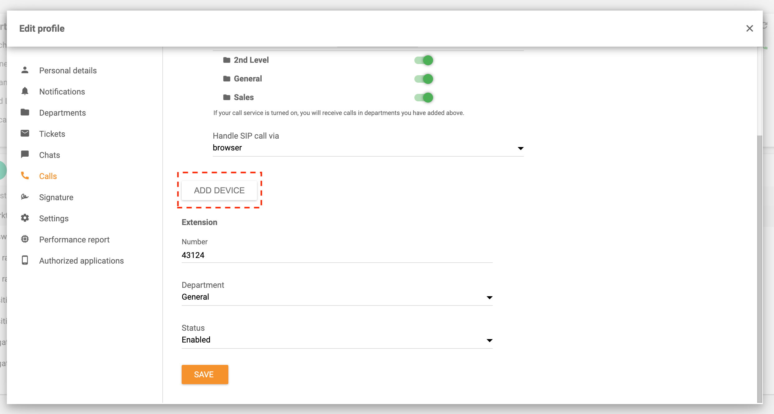 Zvanu maršrutēšana pievienot ierīci