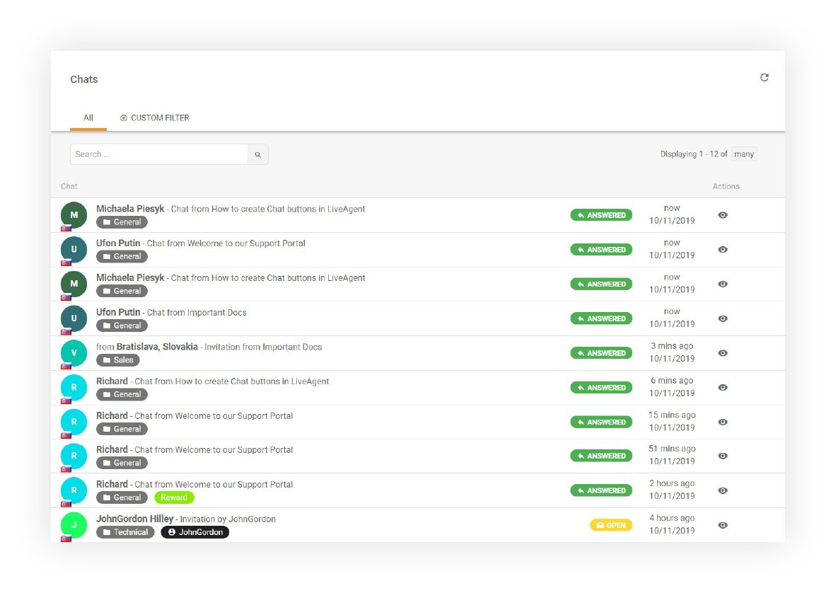 Čata vēstures funkcijas