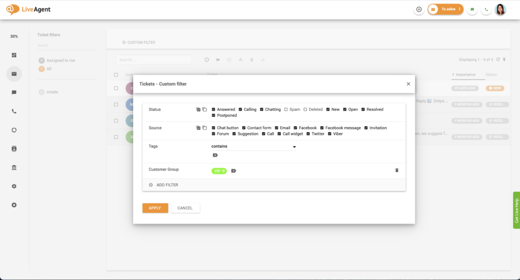 Kontaktu grupu filtrēšana