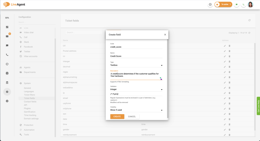 Biļešu lauka izveide