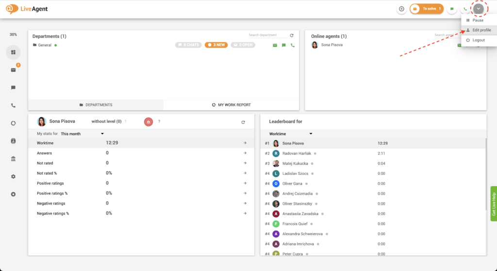 Rediģēt aģenta profilu
