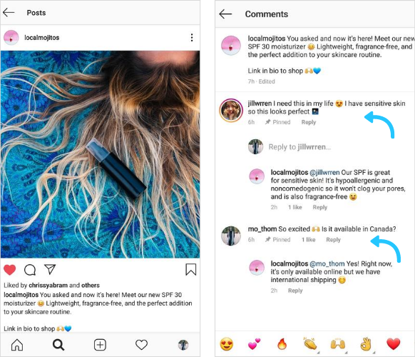 Instagram piespraustas komentāri