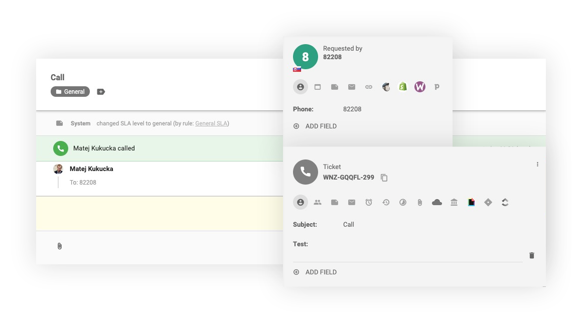 Iekšējā zvana saskarne LiveAgent