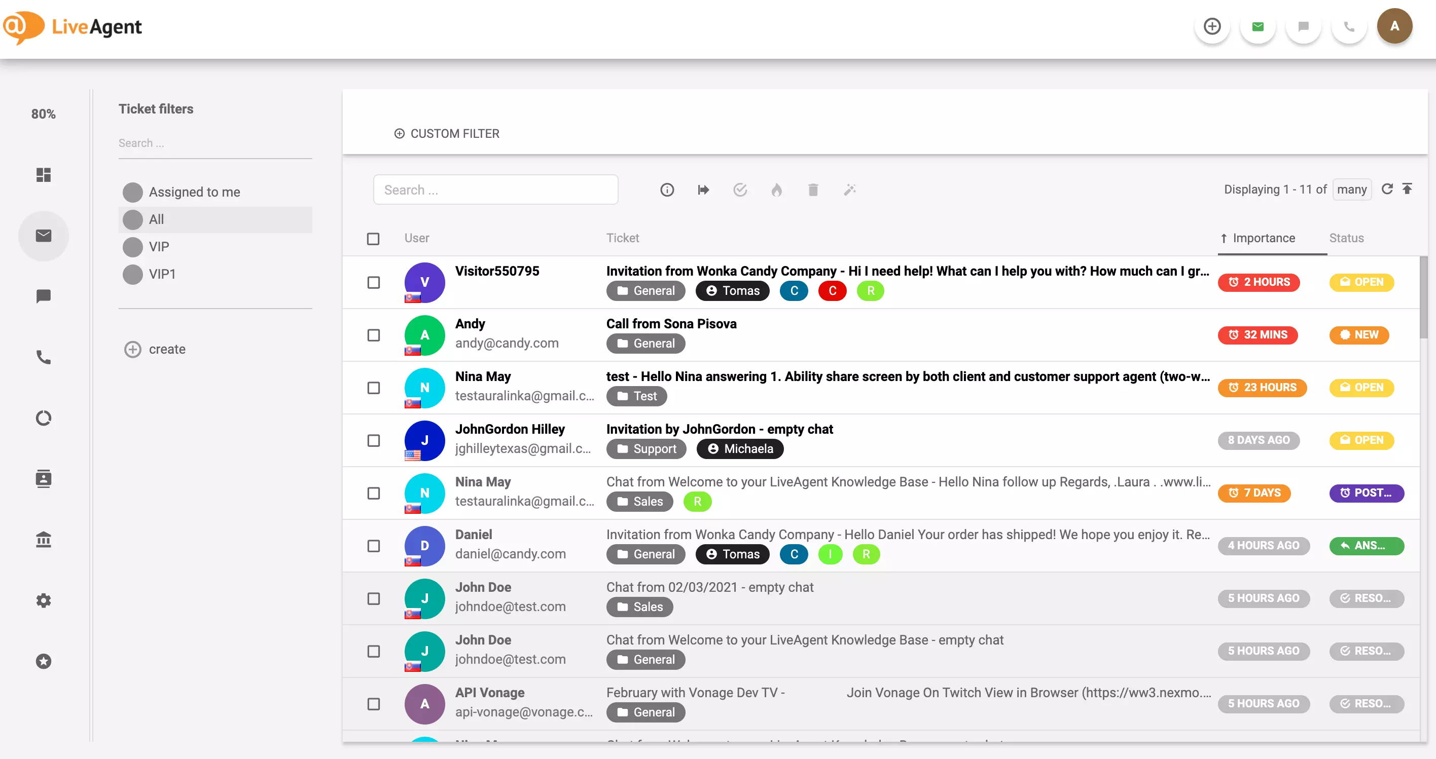 LiveAgent biļetu piemērs