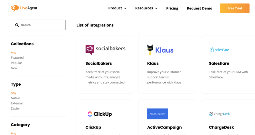 LiveAgent integrācijas