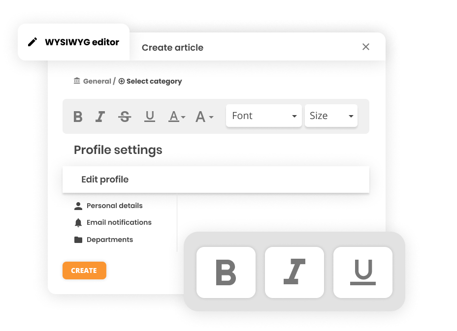 WYSIWYG redaktors palīdzības biroja programmatūrā - LiveAgent