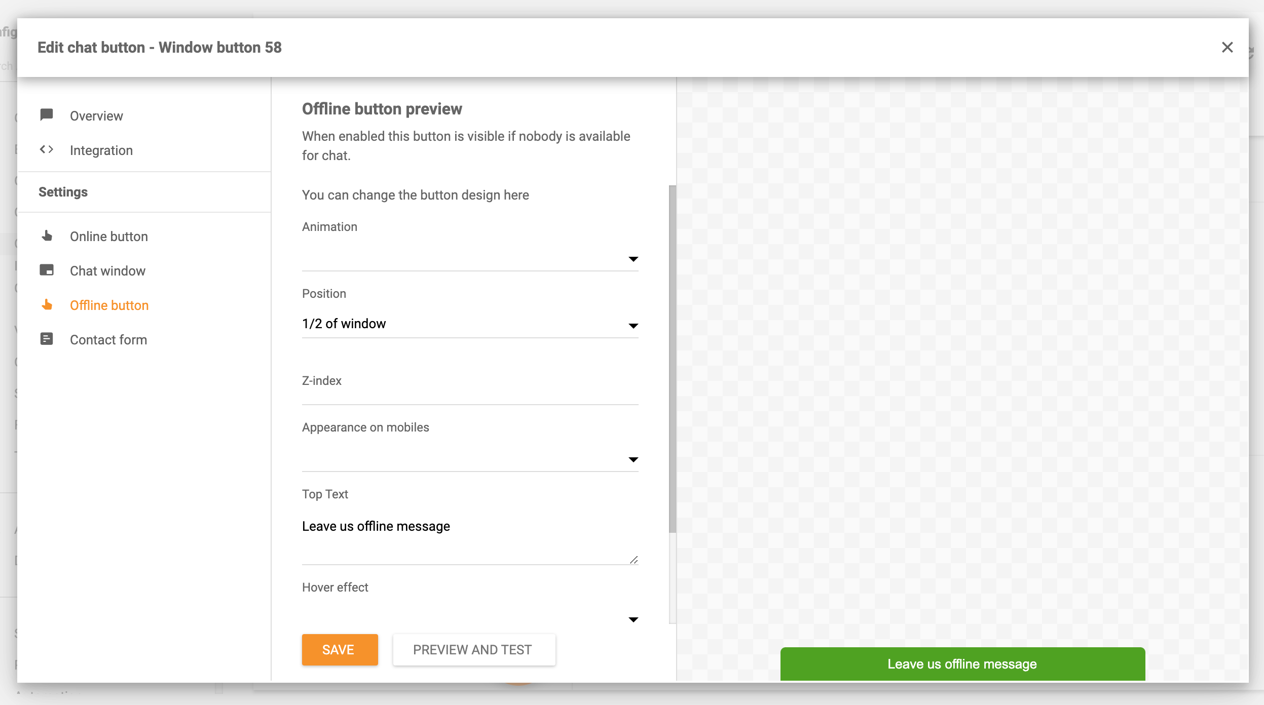 Bezsaistes tērzēšanas pogas iestatījumi LiveAgent