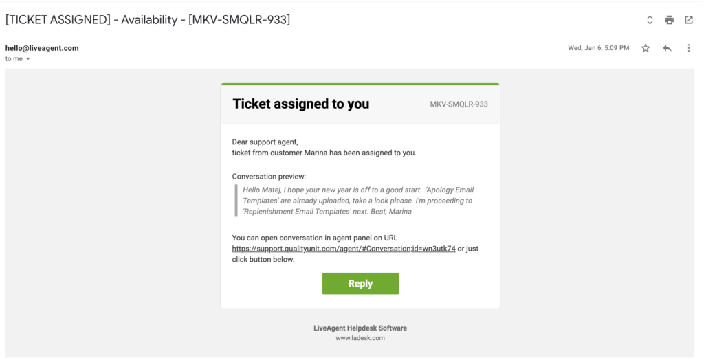 Atbildības e-pasta paziņojums