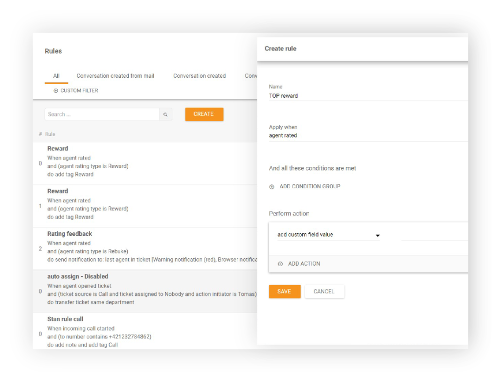 Noteikuma izveide LiveAgent